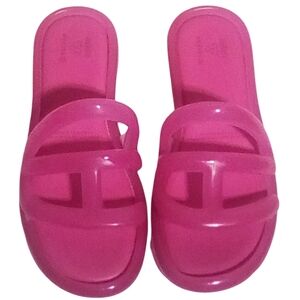 Melissa x Telfar Jelly Slide Sandals – Hot Pink Logo Slip-Ons Size 9